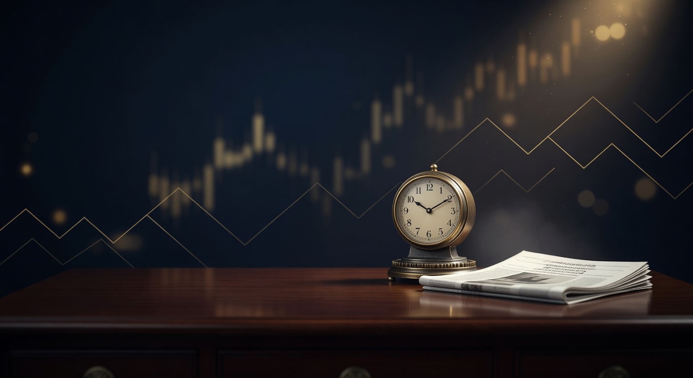 Brass desk clock at 13:30 beside a US inflation newspaper headline, illustrating how to trade the CPI release