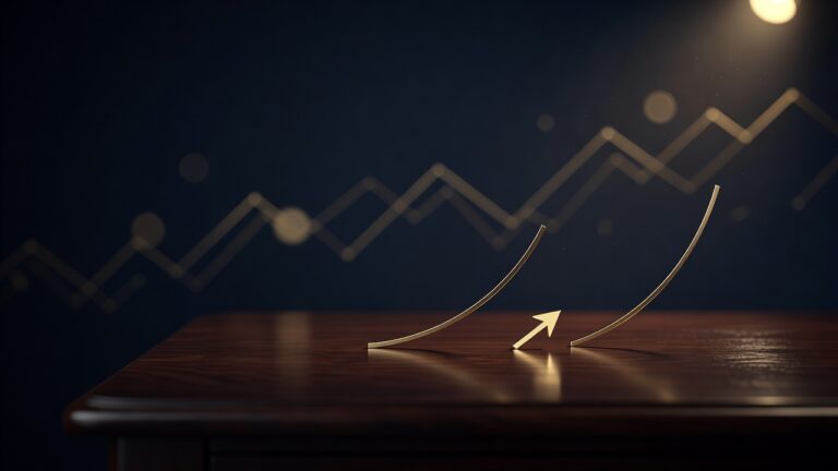 Two brass yield curves steepening from opposite ends, illustrating a bull steepener versus a bear steepener