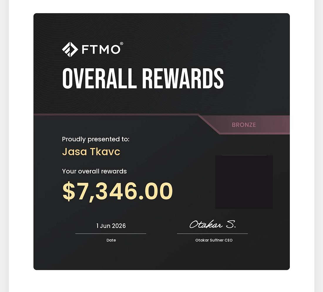 Jasa FTMO overall rewards 7346 dollars, Bronze tier