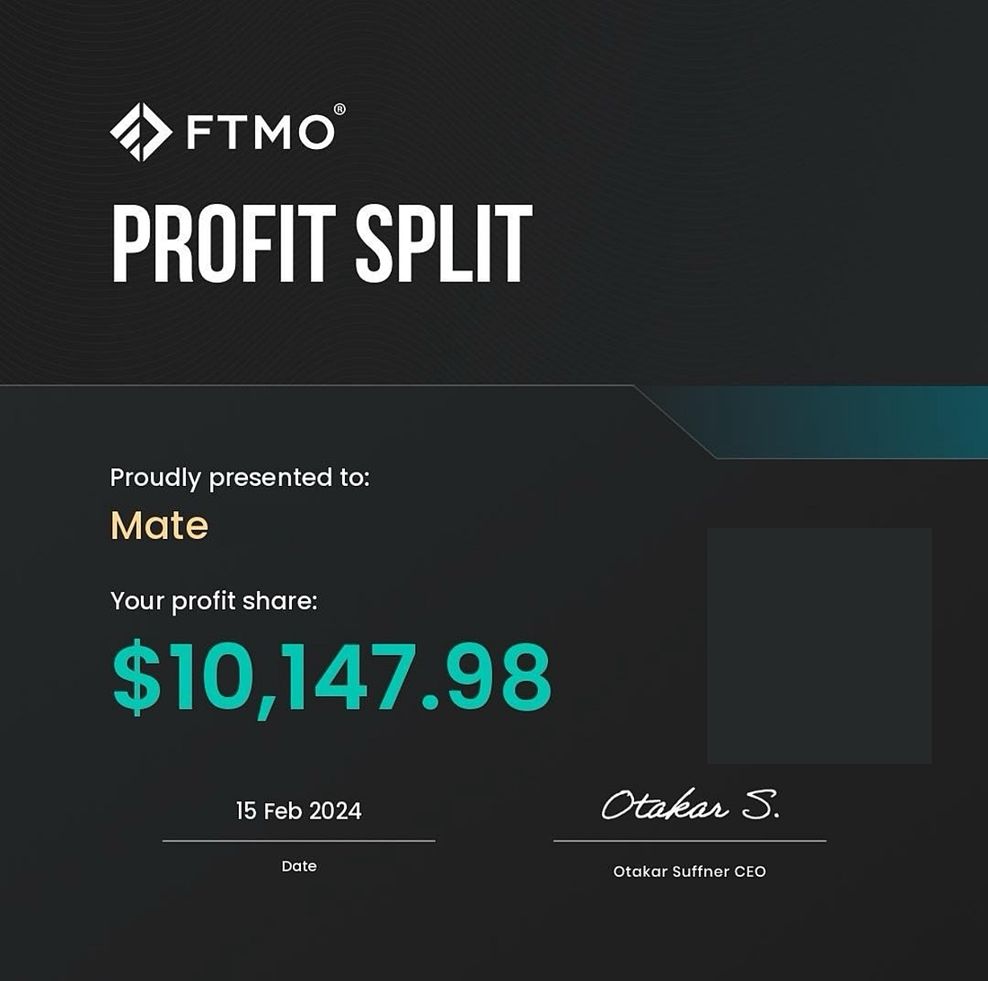 Member FTMO profit split payout of 10147 dollars