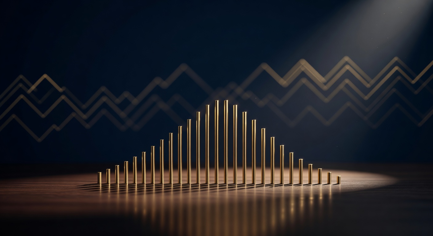 Brass rods forming a rising and falling curve on a dark desk, illustrating the contango and backwardation futures curve